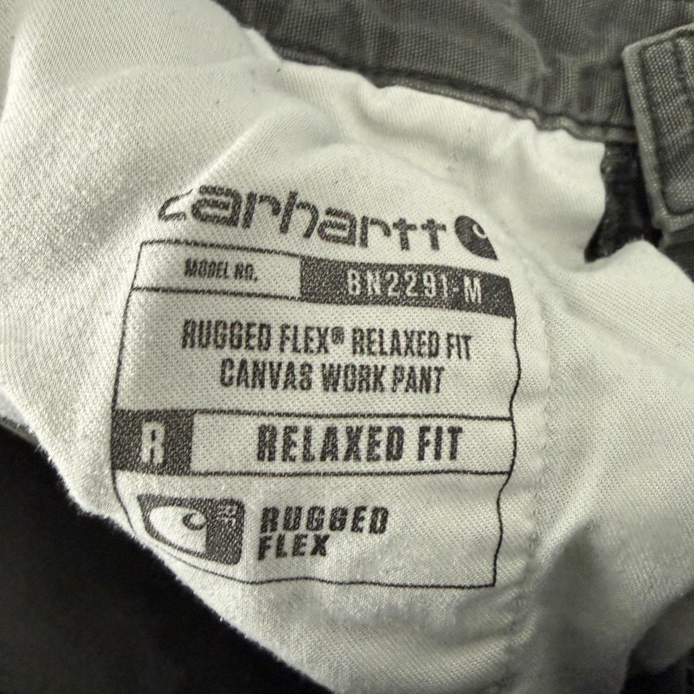 Carhartt Pants Mens 31x34 Gray Relaxed Fit Rugged Flex Canvas Carpenter Workwear - Picture 9 of 16